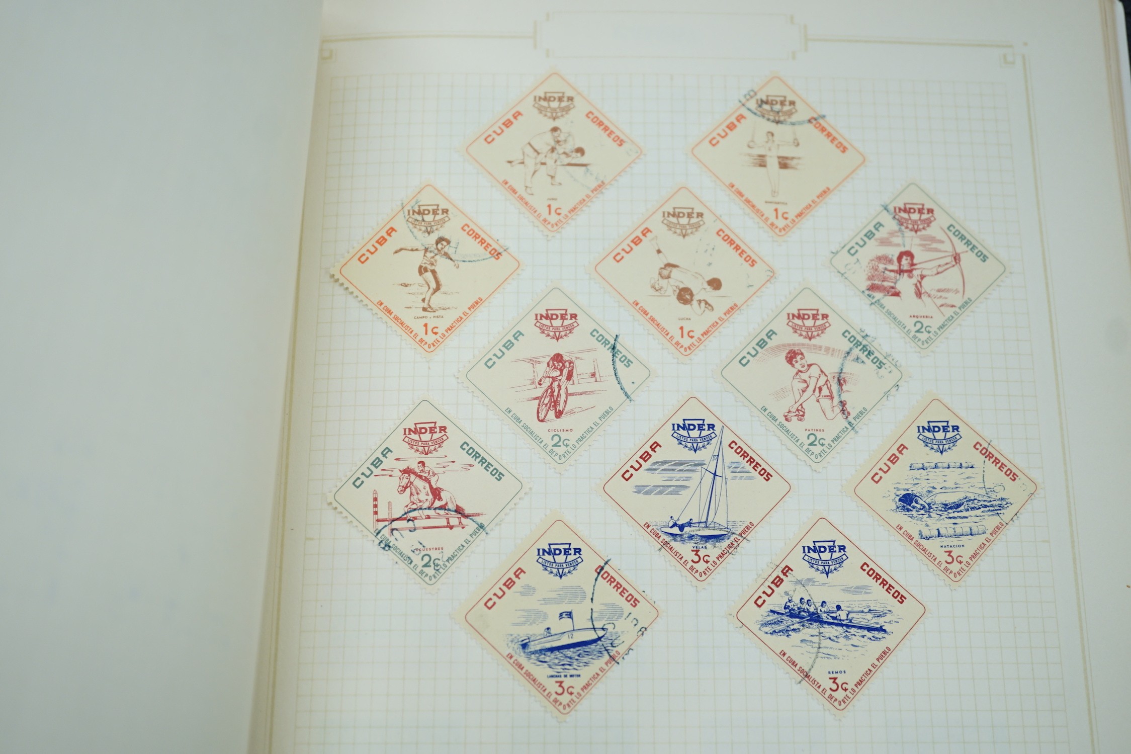 Three albums of world stamps with Bahamas 1938 set - £1 mint, cape of good hope triangulars used (8) Fiji, Germany and Germany states
